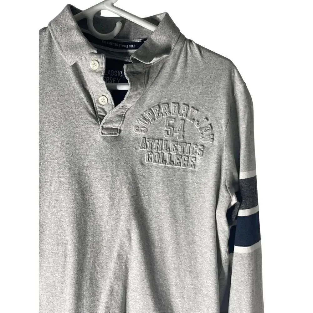 Superdry Classic Long Sleeve Stripe Embossed Polo Shirt